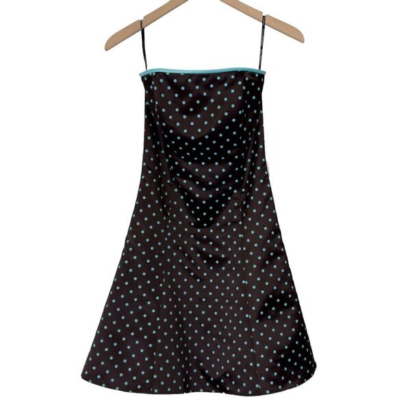 Jessica McClintock Gunne Sax Vintage Polka Dot Strapless Fit and Flare Dress (5) - Picture 3 of 16